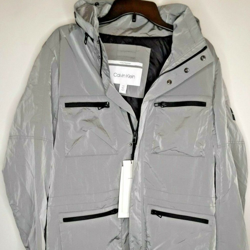 Calvin Klein Mens Gray Field Jacket with Zip-Out Hood MSRP $228 B4HP
